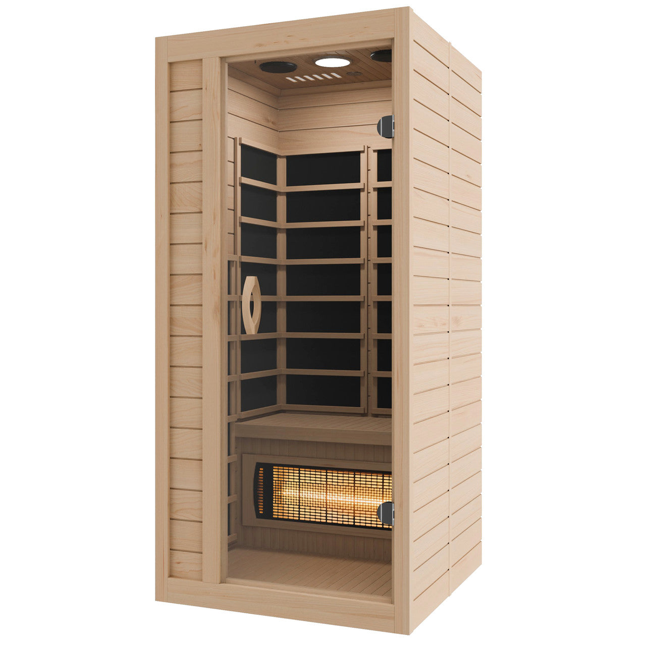 SteamSpa Lucia 1-Person Carbon FAR Infrared Hemlock Wooden Indoor Home Sauna Room with LED Touch Control Panel