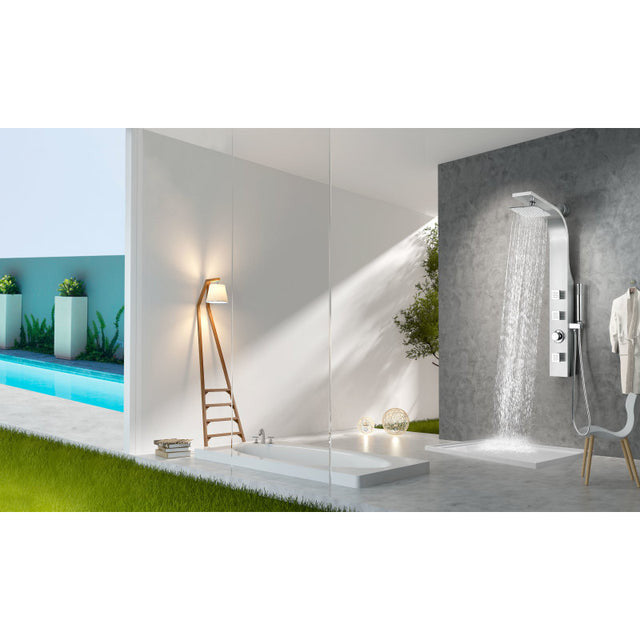 ANZZI Silent 40" Full Body Shower Panel with Heavy Rain Shower And Spray Wand In Brushed Steel - SP-AZ8106