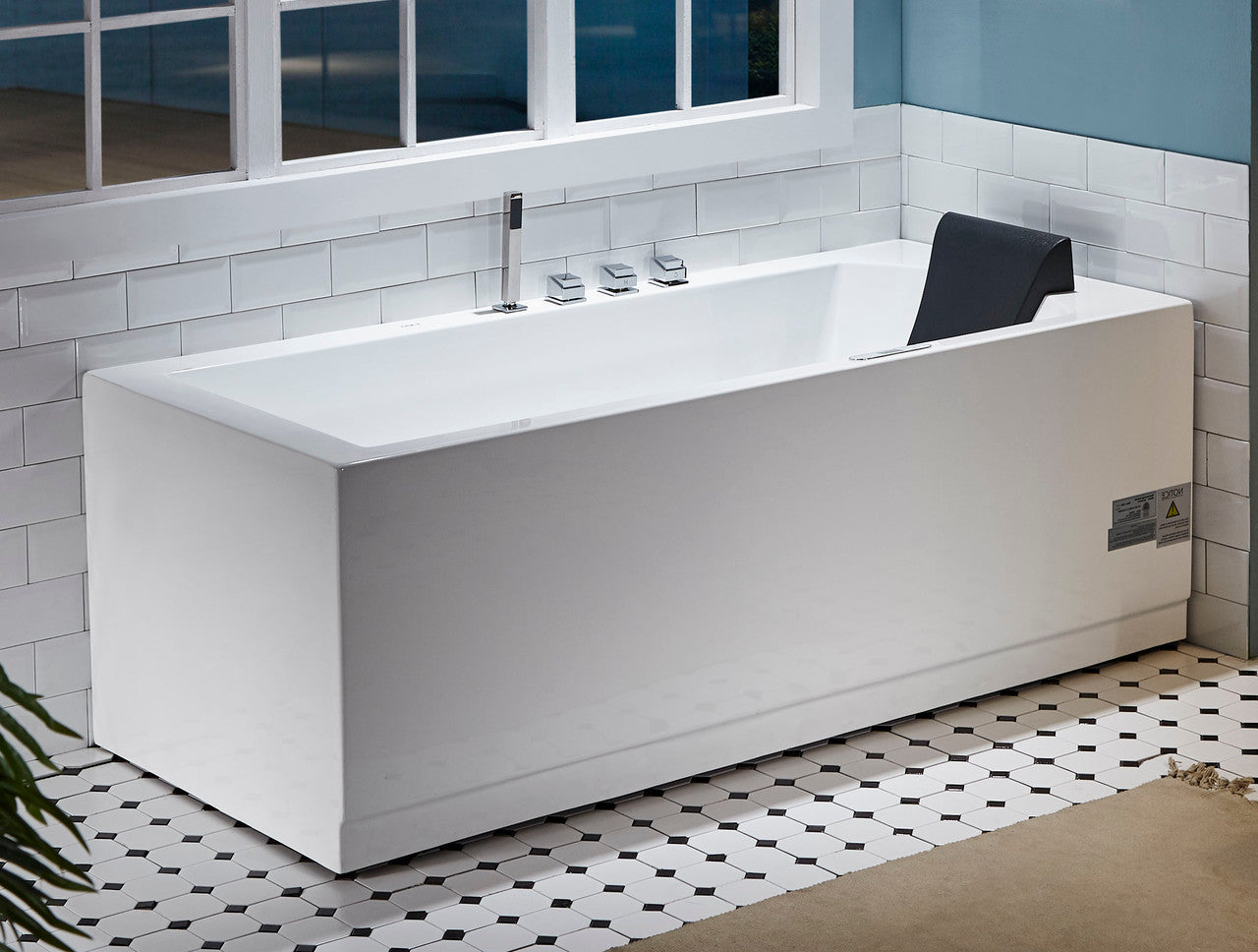 EAGO AM154ETL-L6 6 ft Acrylic White Rectangular Whirlpool Bathtub w Fixtures