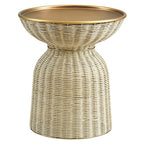 Modway EEI-7189-BBR-NAT Lazaro Round Rattan Side Table - Burnished Brass Natural