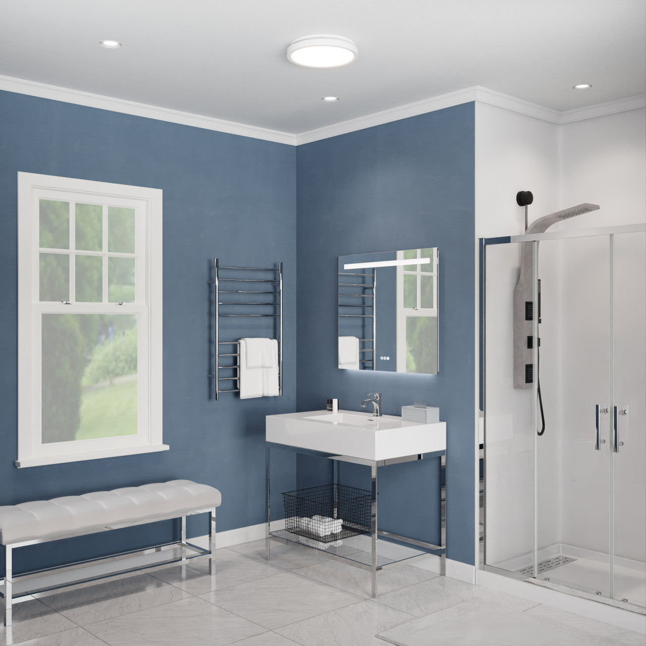 Twilight Series 100 CFM Ceiling Mount Bathroom Exhaust Fan with Brilliant LED Light, Humidity Sensor, Night Light