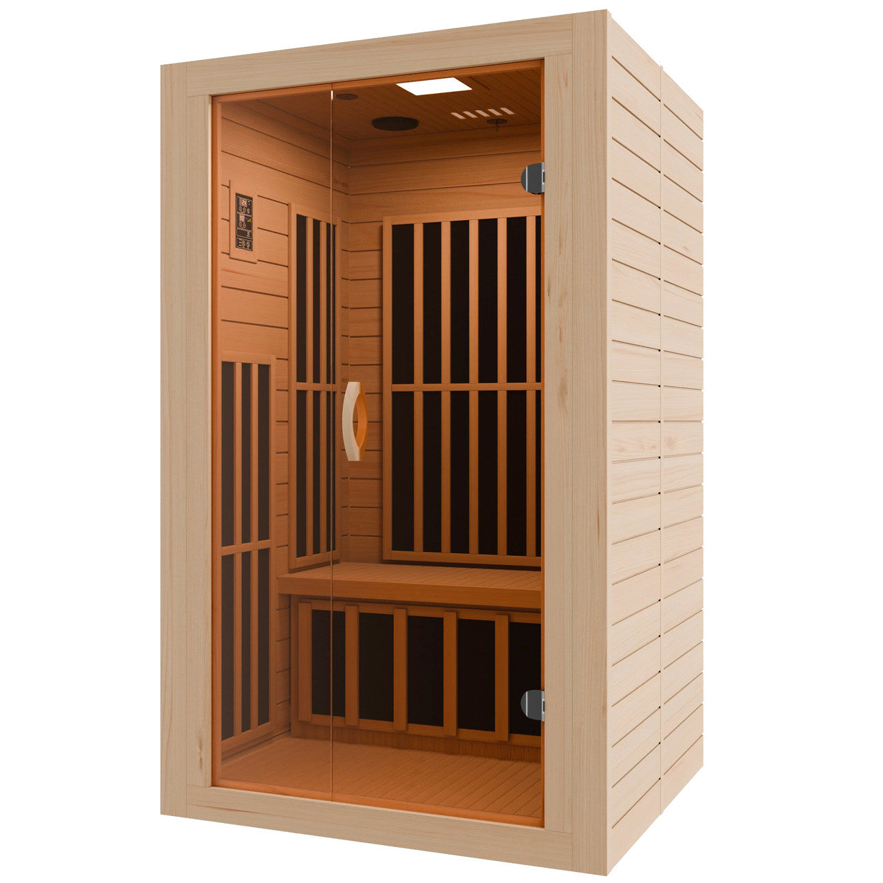 SteamSpa Viti 2-Person Carbon FAR Infrared Hemlock Wooden Indoor Home Sauna Room with LED Touch Control Panel