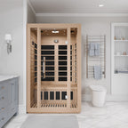 SteamSpa Maldives 2-Person Low EMF Carbon FAR Infrared Hemlock Wooden Indoor Home Sauna Room with LED Touch Control Panel