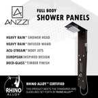 ANZZI Rite 60.75" 28-Jetted Full Body Shower Panel with Heavy Rain Shower And Spray Wand In Mahogany Style Deco-Glass - SP-AZ016