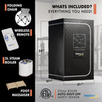 SteamSpa Portable 1-Person Home Steam Sauna with Digital Control, Black
