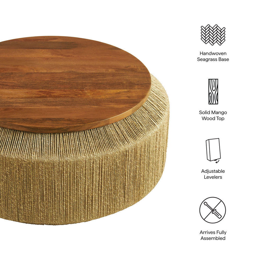 Maris Seagrass and Wood Coffee Table by Modway  2