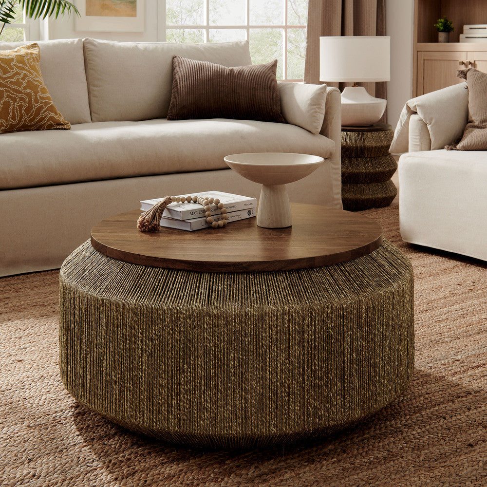 Maris Seagrass and Wood Coffee Table by Modway  6
