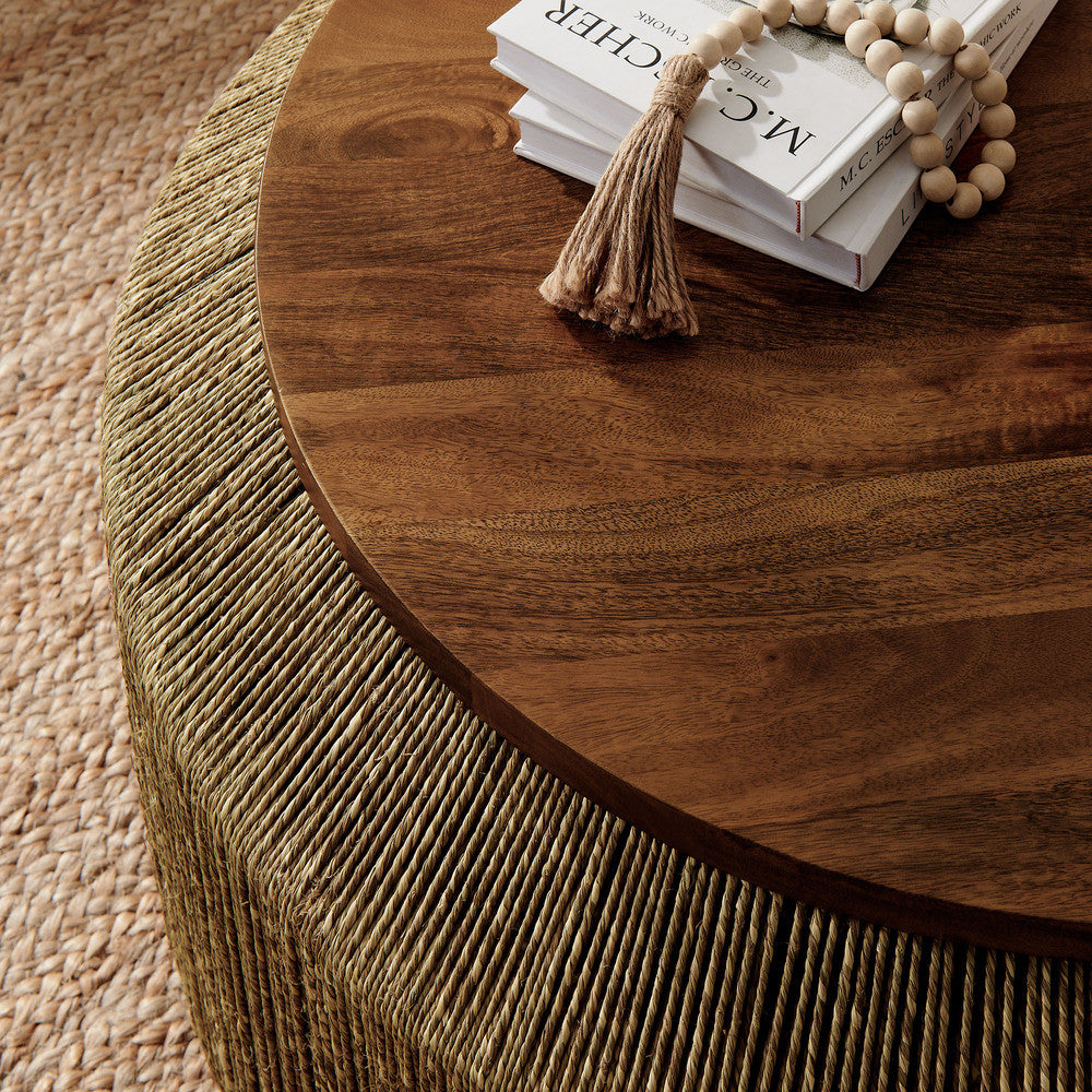 Maris Seagrass and Wood Coffee Table by Modway  7