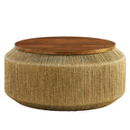 Modway EEI-7187-WAL-NAT Maris Seagrass and Wood Coffee Table - Walnut Natural