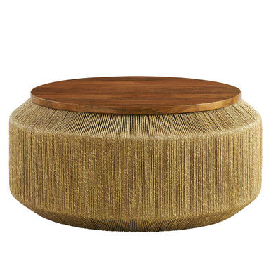 Modway EEI-7187-WAL-NAT Maris Seagrass and Wood Coffee Table - Walnut Natural