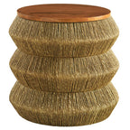 Modway EEI-7188-WAL-NAT Maris Seagrass and Wood End Table - Walnut Natural