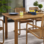 EEI-7073 Abacus 7-Piece Rectangular Outdoor Patio Aluminum Dining Table Set with Rattan Armchairs by Modway