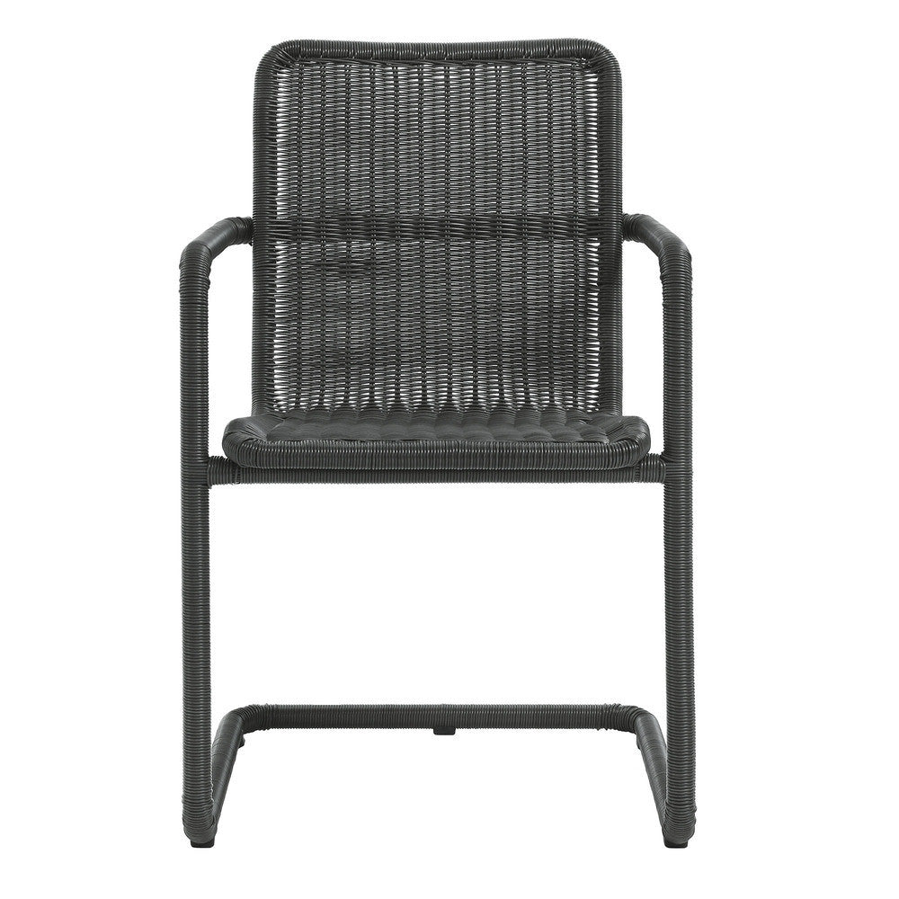 EEI-7073 Abacus 7-Piece Rectangular Outdoor Patio Aluminum Dining Table Set with Rattan Armchairs by Modway