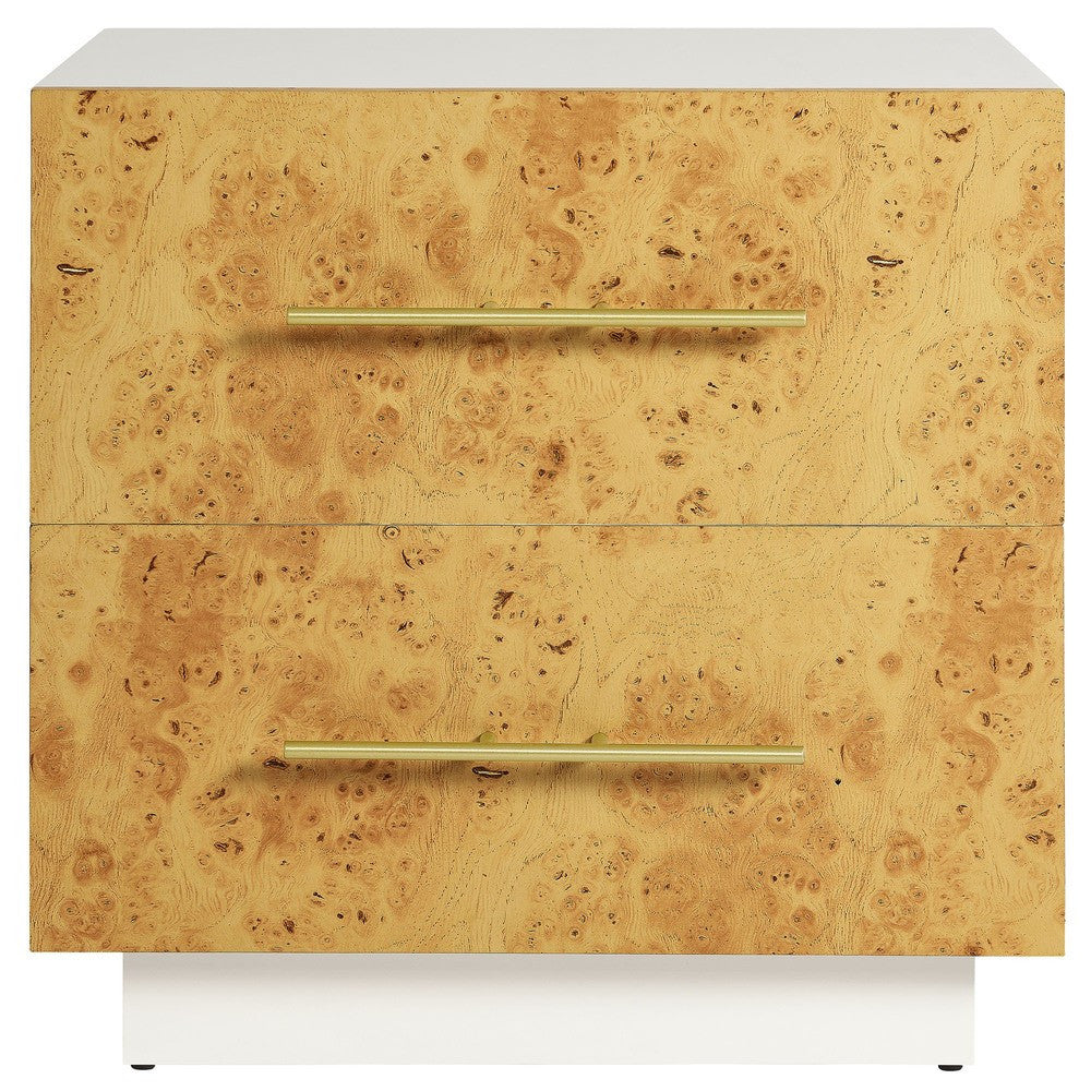 MOD-7159-WHI-BUR Abel 2-Drawer Burl Wood Nightstand by Modway