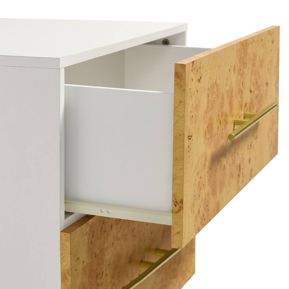 MOD-7159-WHI-BUR Abel 2-Drawer Burl Wood Nightstand by Modway