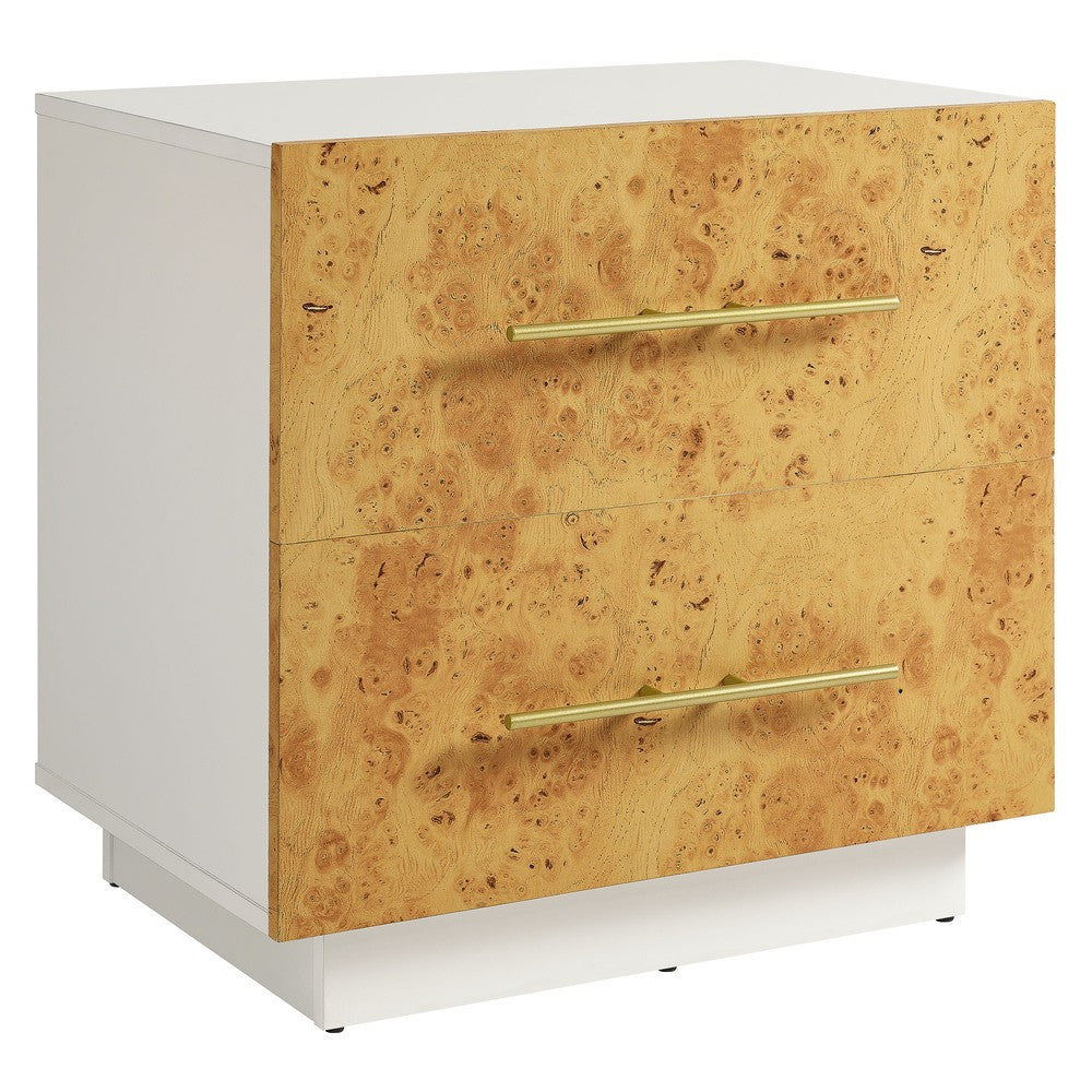 MOD-7159-WHI-BUR Abel 2-Drawer Burl Wood Nightstand by Modway