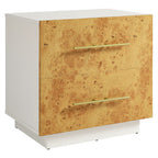 Modway MOD-7159-WHI-BUR Abel 2-Drawer Burl Wood Nightstand White Bleached Burl