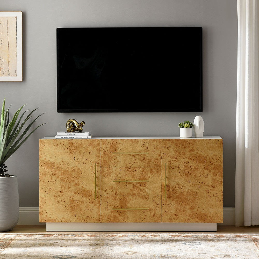 EEI-6848-WHI-BUR Abel 59 Inch Burl Wood Sideboard Buffet TV Stand by Modway