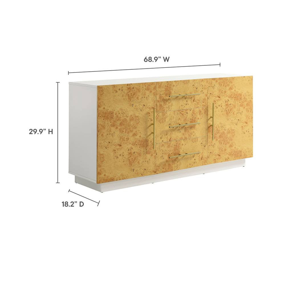 EEI-6848-WHI-BUR Abel 59 Inch Burl Wood Sideboard Buffet TV Stand by Modway