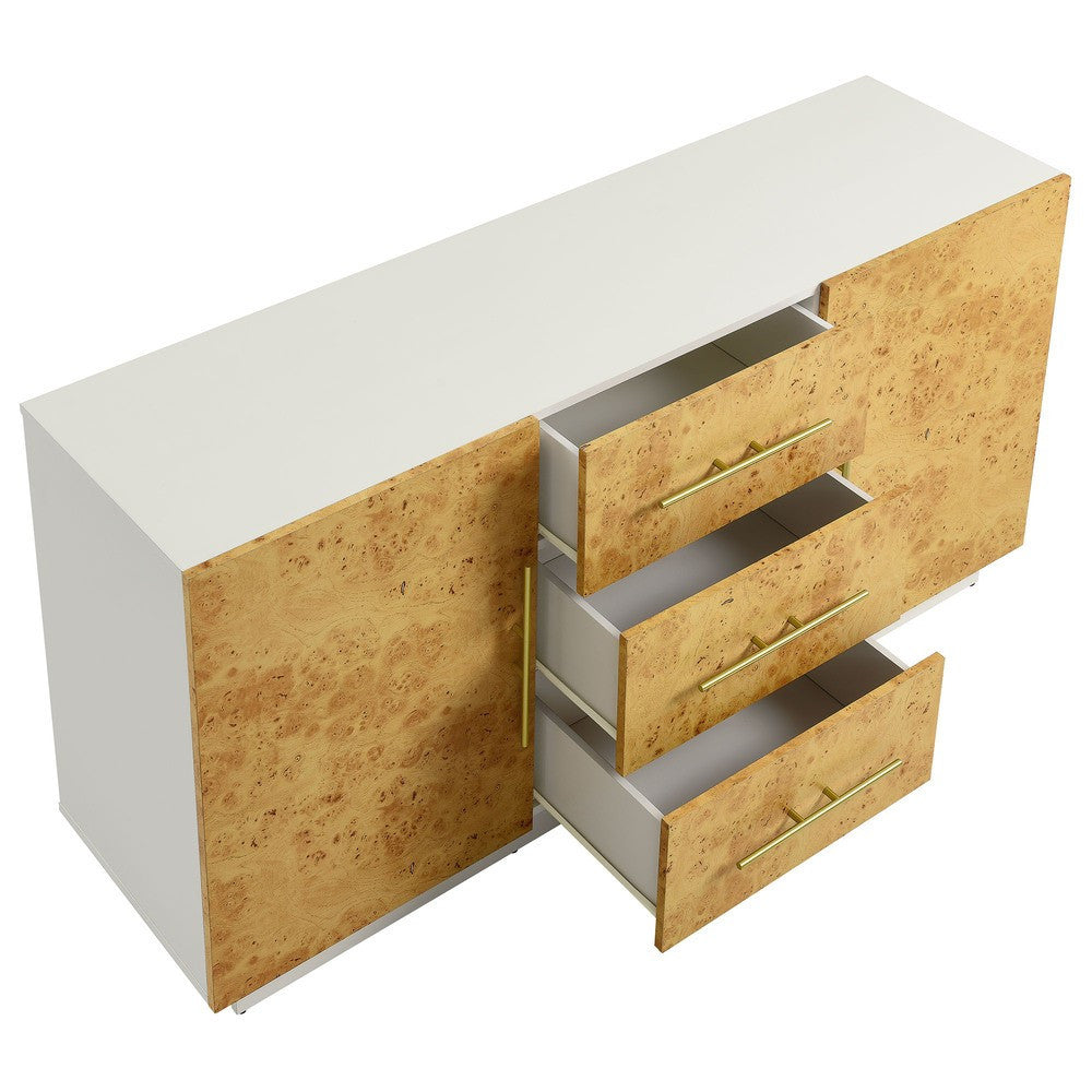 EEI-6848-WHI-BUR Abel 59 Inch Burl Wood Sideboard Buffet TV Stand by Modway