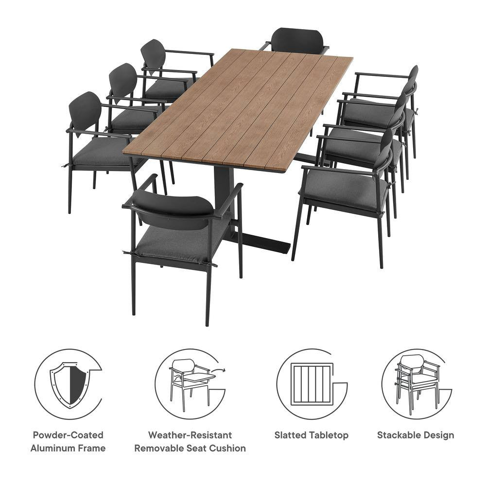 EEI-7151 Aeris 9-Piece Outdoor Patio Aluminum Dining Set by Modway