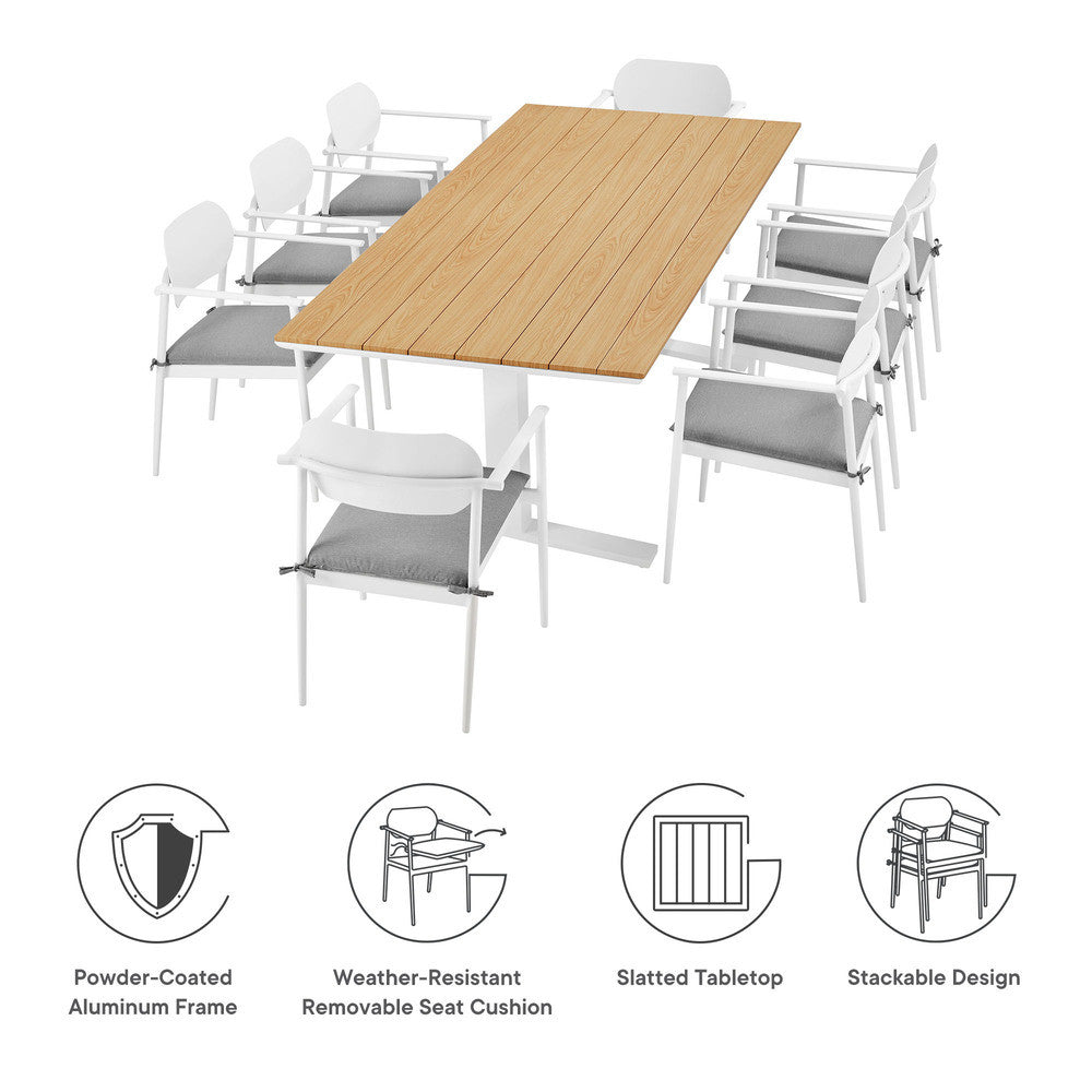 EEI-7151 Aeris 9-Piece Outdoor Patio Aluminum Dining Set by Modway