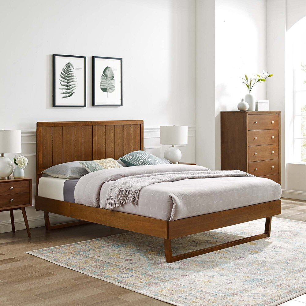 MOD-6618-WAL Alana Wood Twin Platform Bed With Angular Frame by Modway