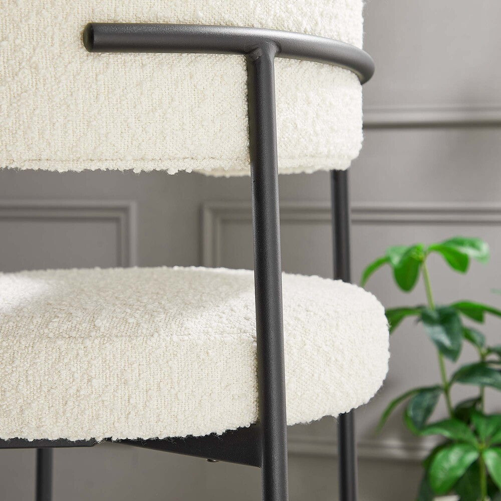 EEI-6520-IVO-BLK Albie Boucle Fabric Bar Stools Set of 2 by Modway