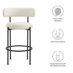 EEI-6520-IVO-BLK Albie Boucle Fabric Bar Stools Set of 2 by Modway
