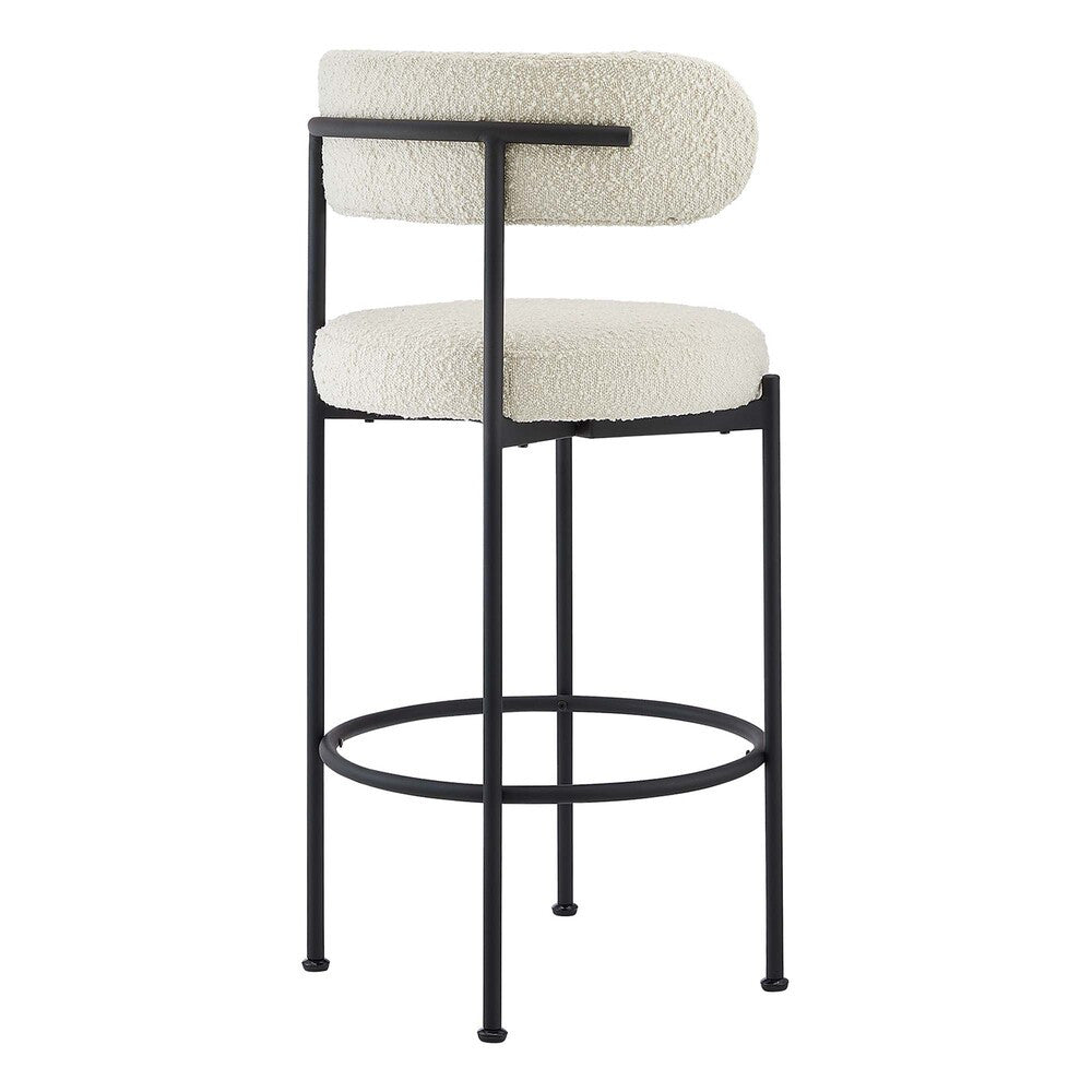 EEI-6520-IVO-BLK Albie Boucle Fabric Bar Stools Set of 2 by Modway