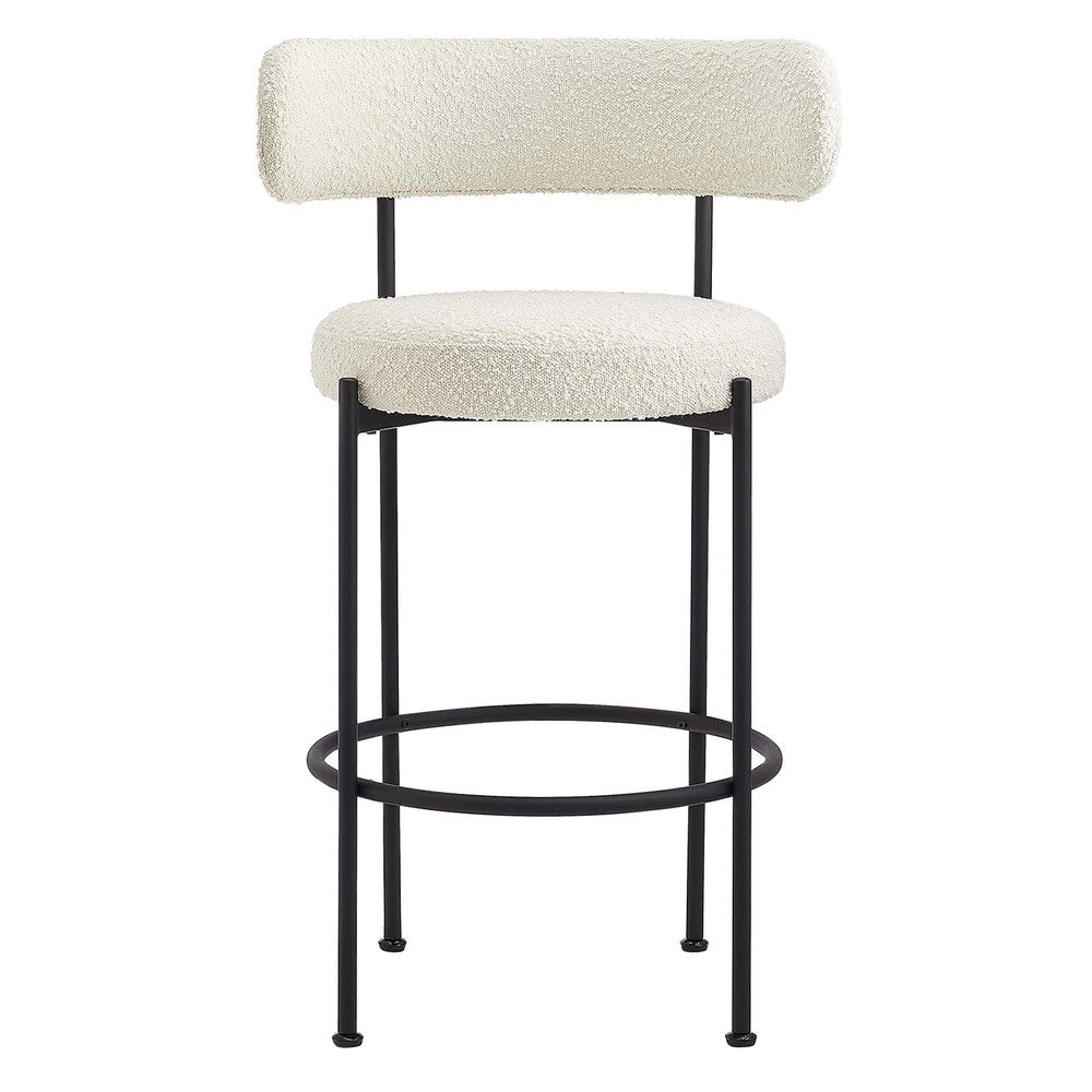 EEI-6520-IVO-BLK Albie Boucle Fabric Bar Stools Set of 2 by Modway