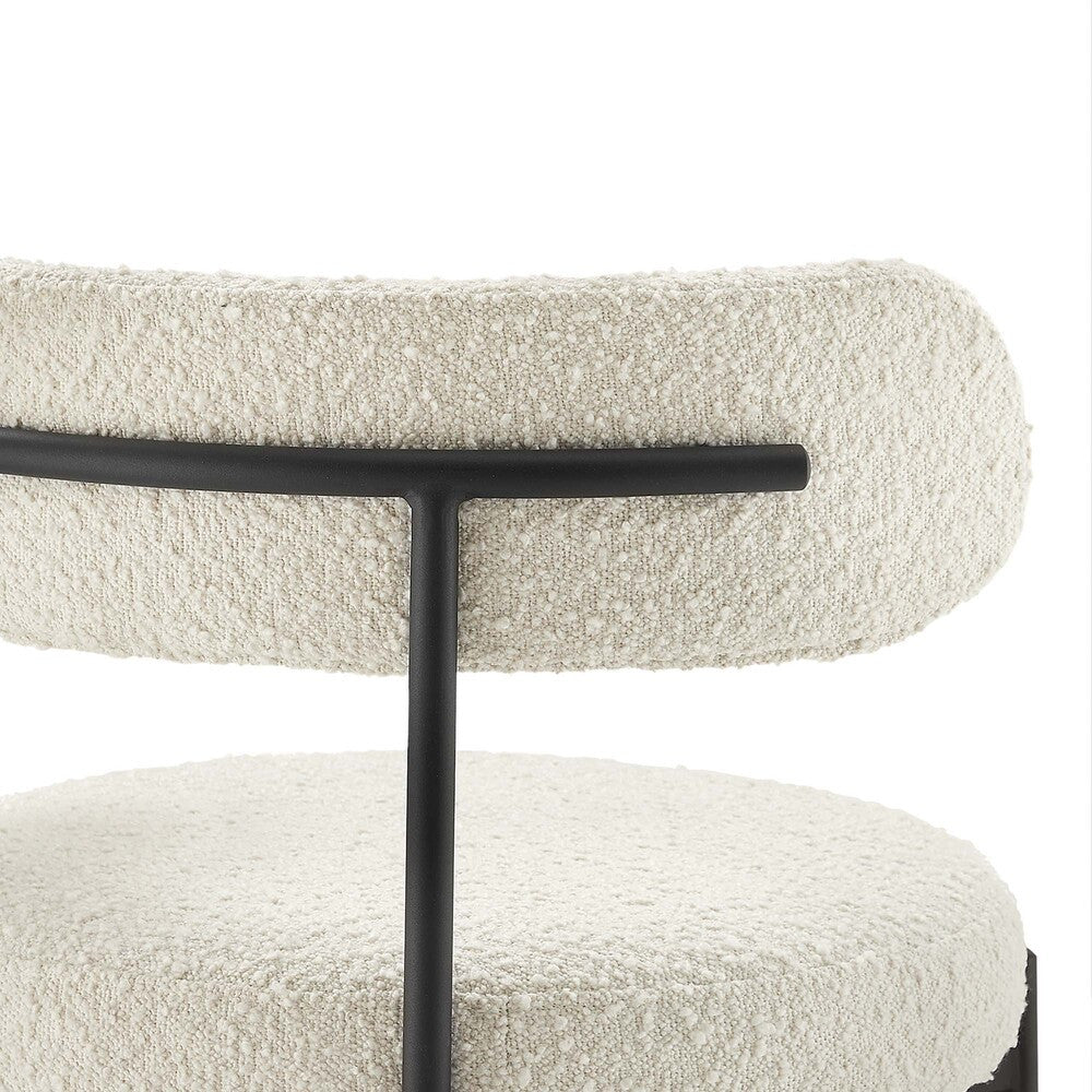 EEI-6520-IVO-BLK Albie Boucle Fabric Bar Stools Set of 2 by Modway