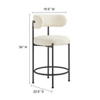 Modway Albie Boucle Fabric Counter Stools Set of 2 by Modway-EEI-6518-IVO-BLK