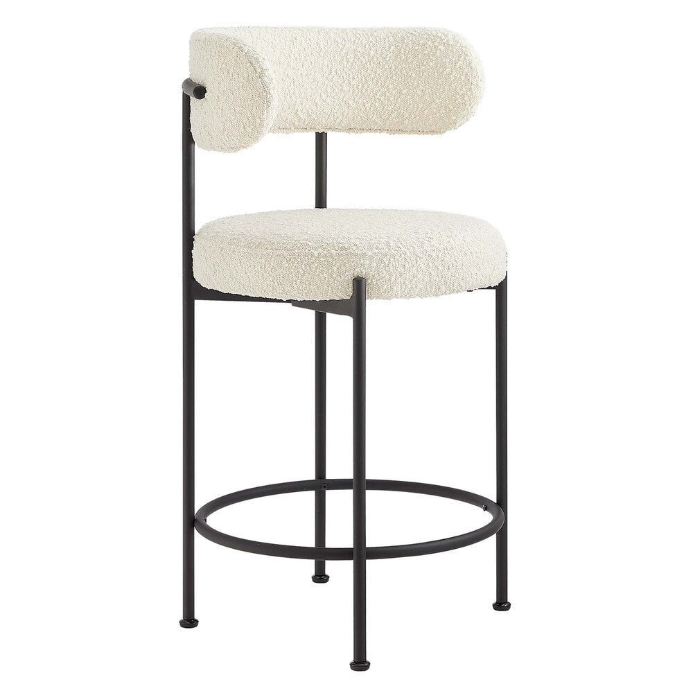 Modway Albie Boucle Fabric Counter Stools Set of 2 by Modway-EEI-6518-IVO-BLK