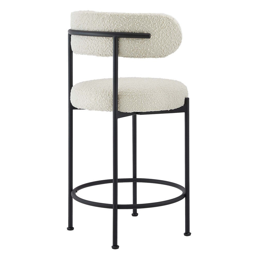 Modway Albie Boucle Fabric Counter Stools Set of 2 by Modway-EEI-6518-IVO-BLK