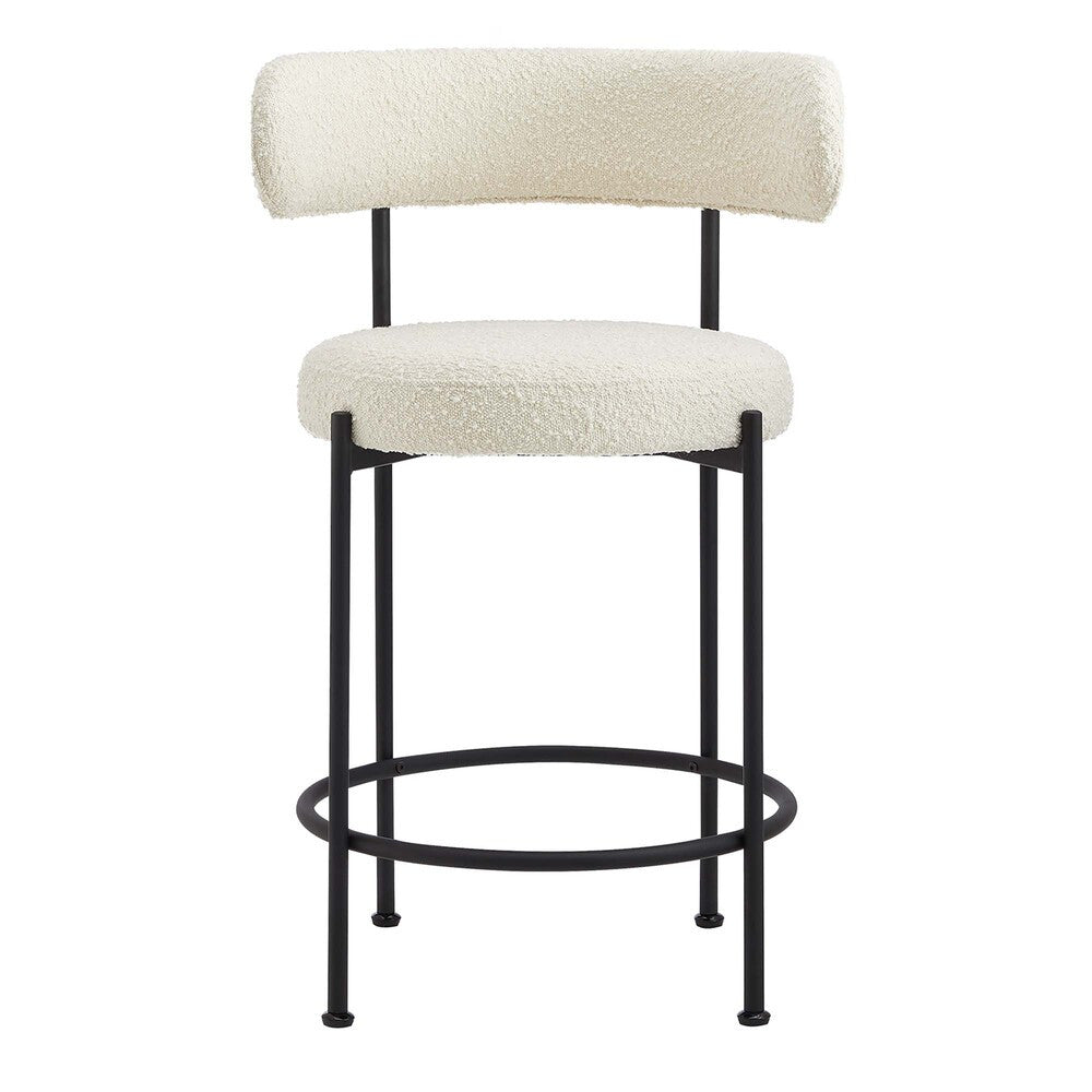 Modway Albie Boucle Fabric Counter Stools Set of 2 by Modway-EEI-6518-IVO-BLK