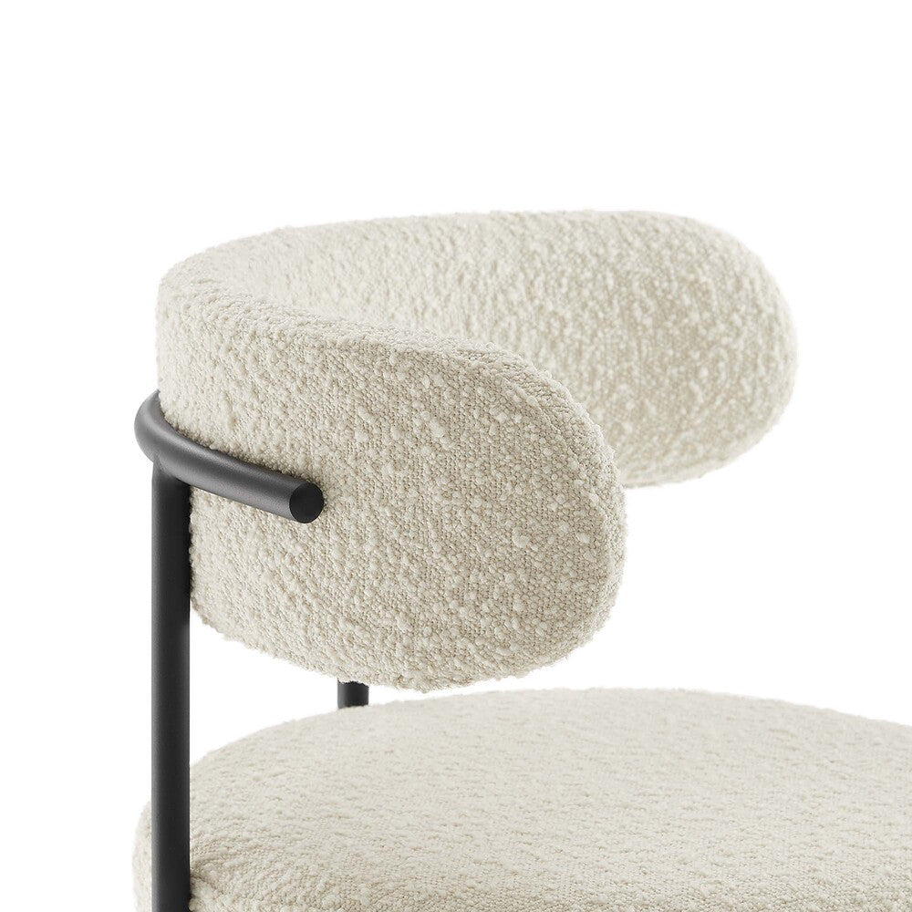 Modway Albie Boucle Fabric Counter Stools Set of 2 by Modway-EEI-6518-IVO-BLK