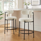 Modway Albie Boucle Fabric Counter Stools Set of 2 by Modway-EEI-6518-IVO-BLK