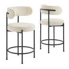 Modway Albie Boucle Fabric Counter Stools Set of 2 by Modway-EEI-6518-IVO-BLK