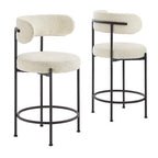 Modway EEI-6518-IVO-BLK Albie Boucle Fabric Counter Stools Set of 2 - Ivory Black