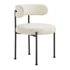 EEI-6516-IVO-BLK Albie Boucle Fabric Dining Chairs Set of 2 by Modway