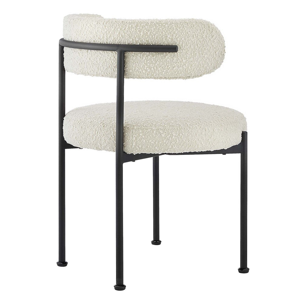 EEI-6516-IVO-BLK Albie Boucle Fabric Dining Chairs Set of 2 by Modway