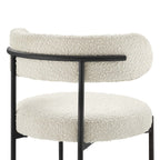 EEI-6516-IVO-BLK Albie Boucle Fabric Dining Chairs Set of 2 by Modway