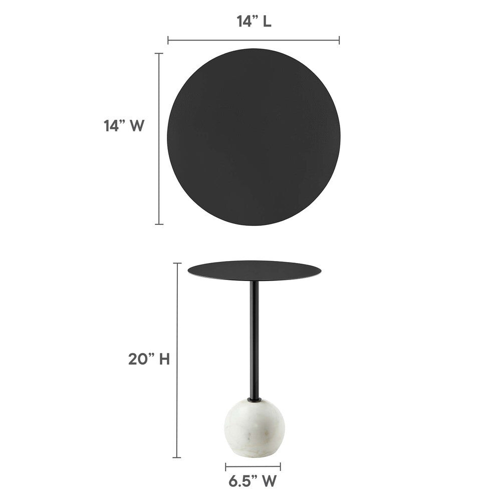 EEI-6606 Aliza Round White Marble Side Table by Modway
