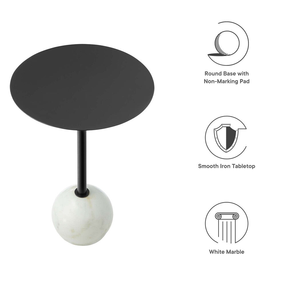 EEI-6606 Aliza Round White Marble Side Table by Modway
