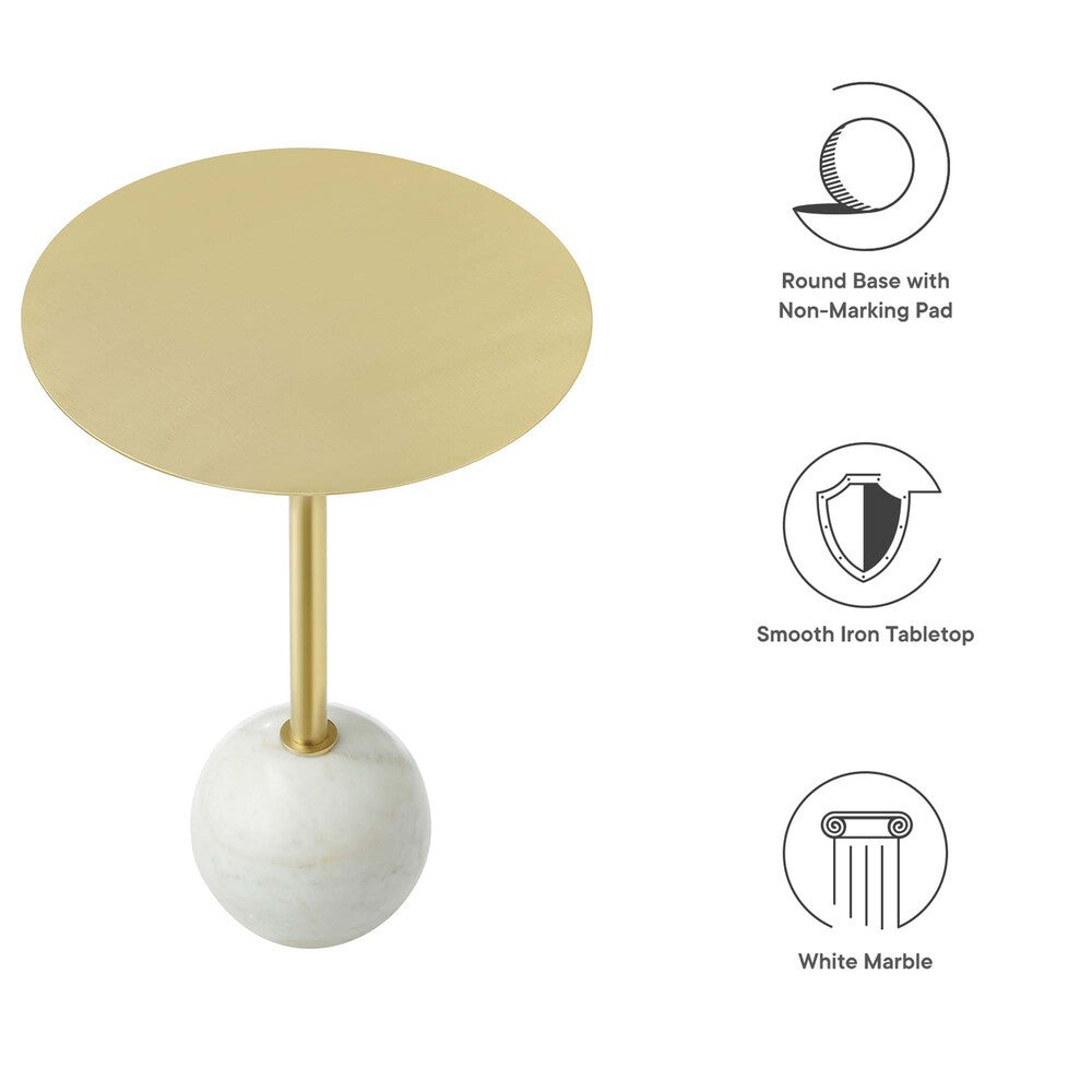 EEI-6606 Aliza Round White Marble Side Table by Modway