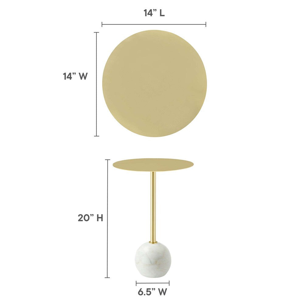 EEI-6606 Aliza Round White Marble Side Table by Modway