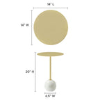 EEI-6606 Aliza Round White Marble Side Table by Modway