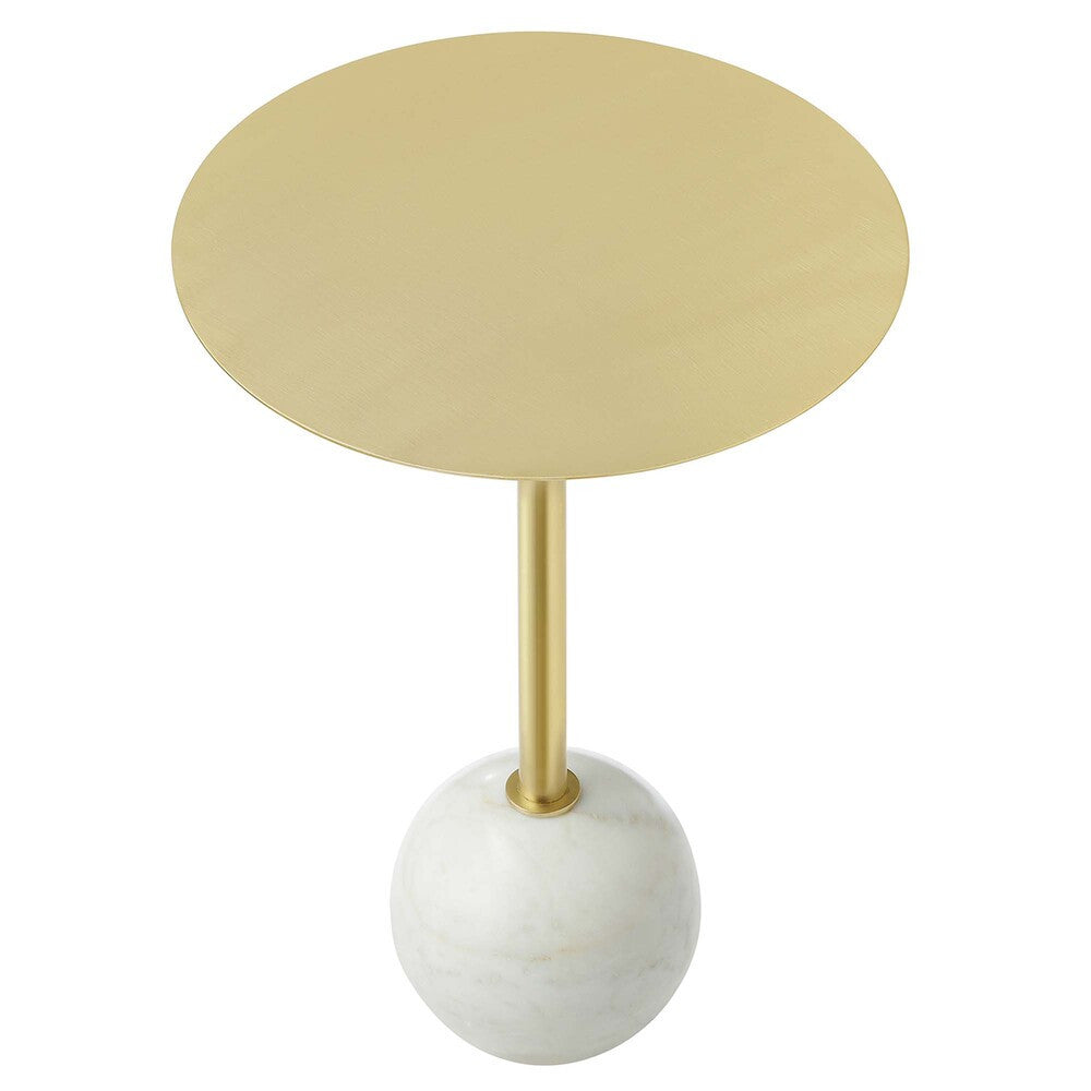 EEI-6606 Aliza Round White Marble Side Table by Modway