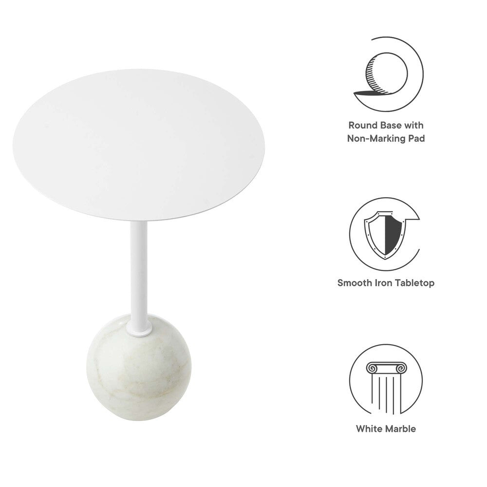 EEI-6606 Aliza Round White Marble Side Table by Modway